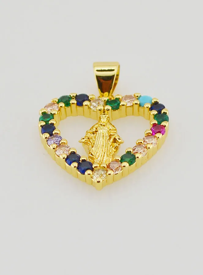 Coloured Heart Pendant - Miraculous Virgin Mary (pic 2)