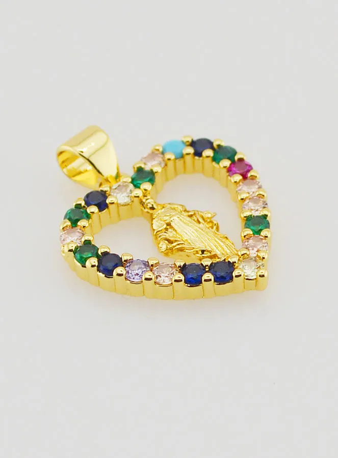 Coloured Heart Pendant - Miraculous Virgin Mary (pic 3)