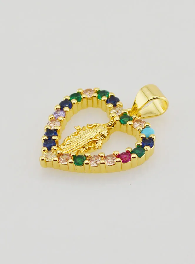 Coloured Heart Pendant - Miraculous Virgin Mary (pic 4)