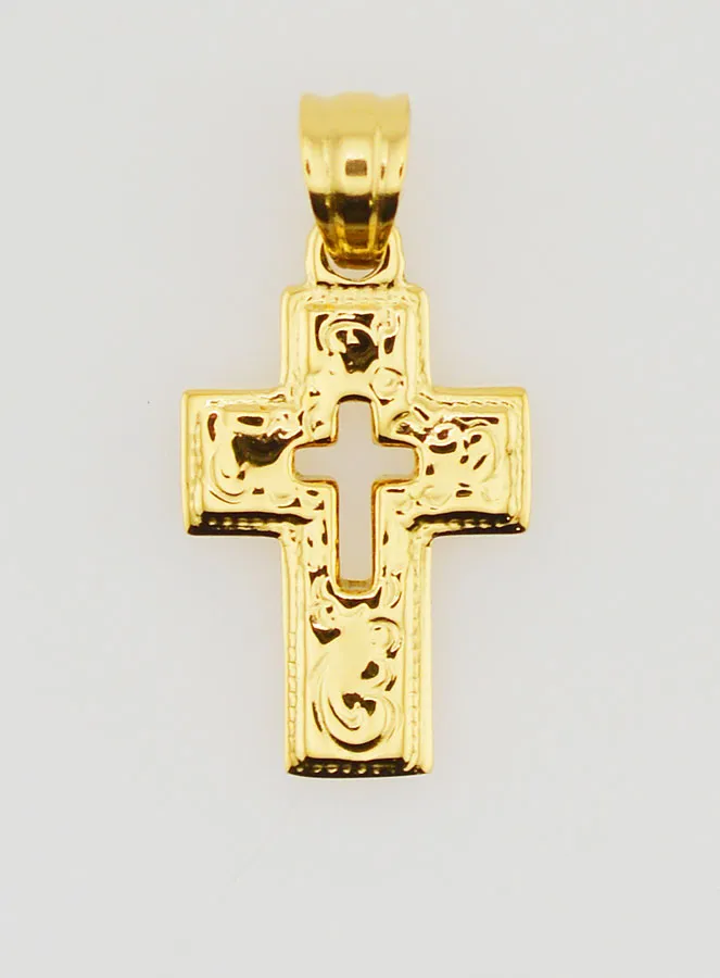 Openwork Cross Pendant in Stainless Steel - 25mm (pic 1)