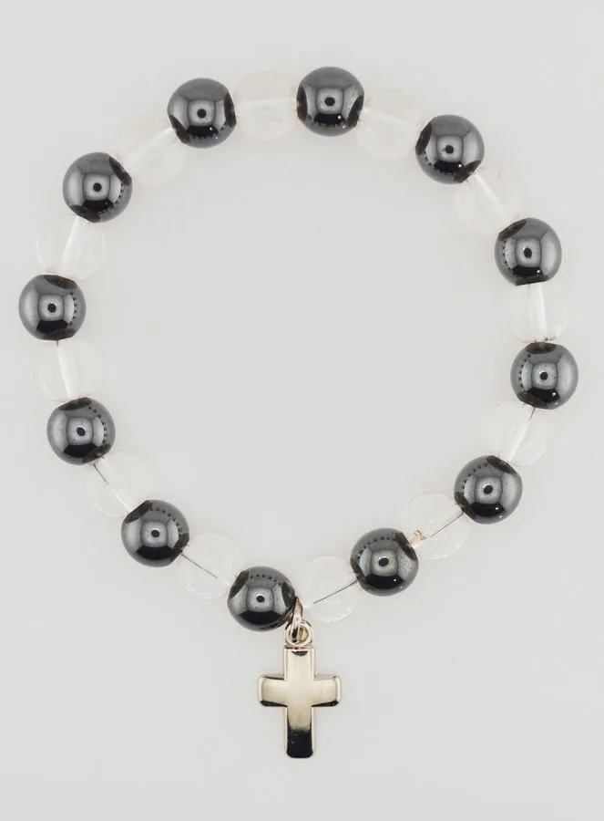 Gemstone Bracelet Hematite and Rock Crystal (pic 1)