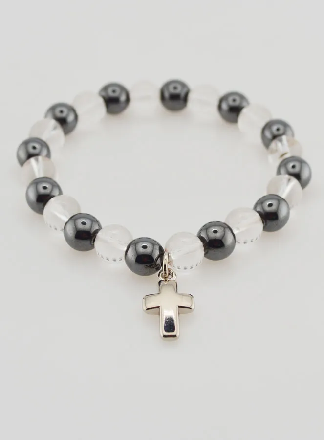 Gemstone Bracelet Hematite and Rock Crystal (pic 2)