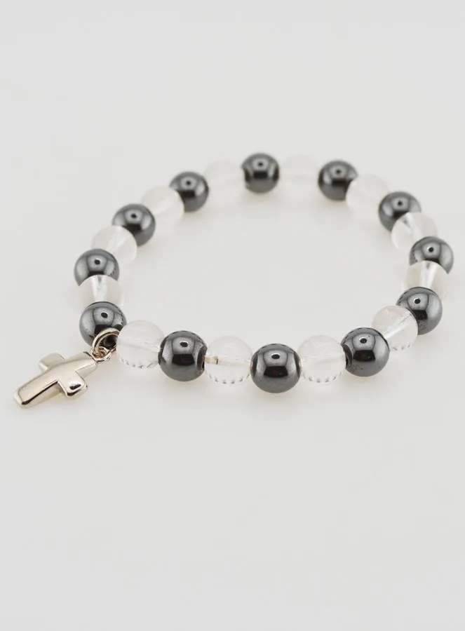 Gemstone Bracelet Hematite and Rock Crystal (pic 3)