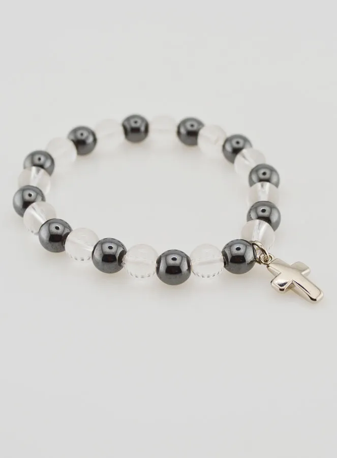 Gemstone Bracelet Hematite and Rock Crystal (pic 4)