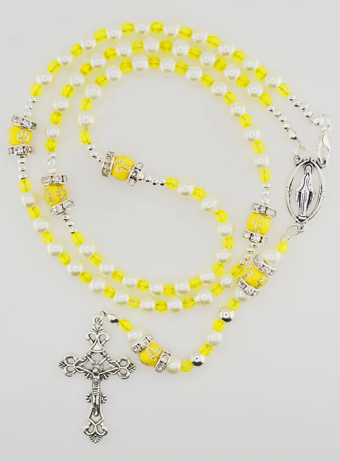Rosary with Clasp Virgin Mary - Yellow beads (pic 1)