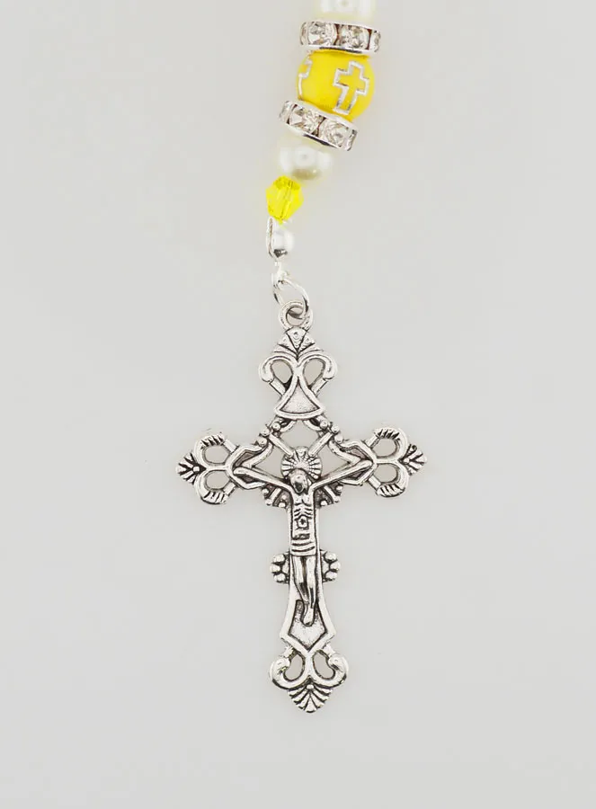 Rosary with Clasp Virgin Mary - Yellow beads (pic 3)