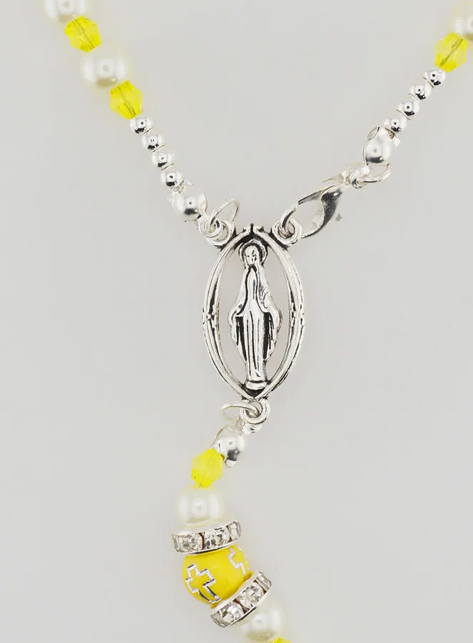 Rosary with Clasp Virgin Mary - Yellow beads (pic 4)