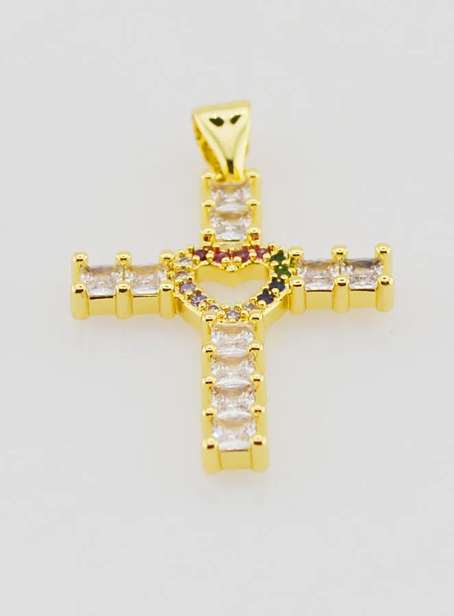 Cross Heart Pendant with Zirconia - 25mm (pic 3)