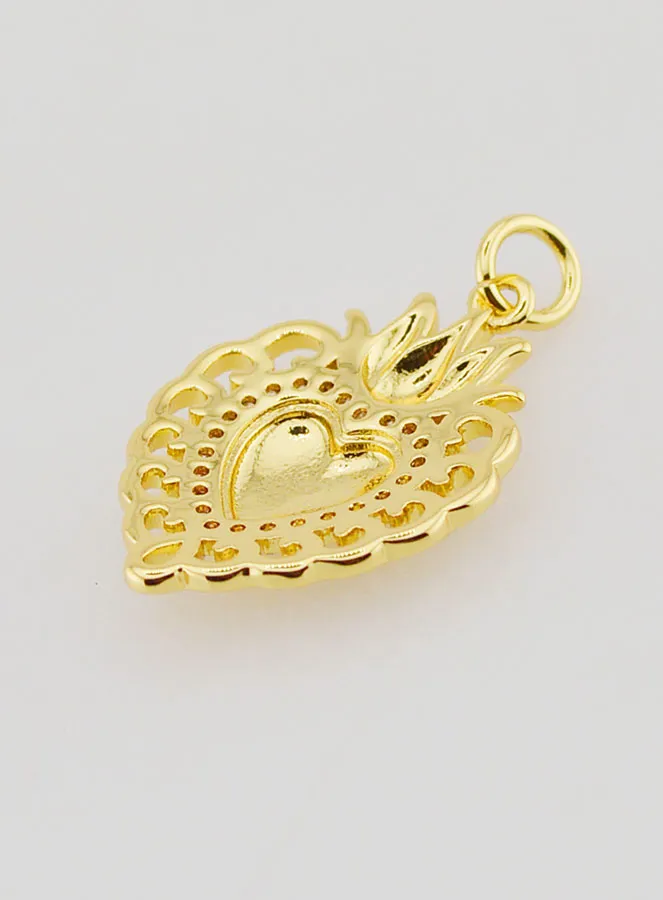 Ex-Voto Pendant in Golden Brass - 22mm (pic 4)