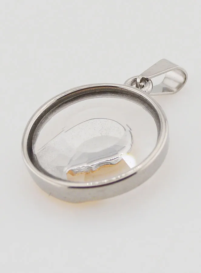 Virgin Mary in Prayer Medal 20mm - Glass and Stainless Steel (pic 4)