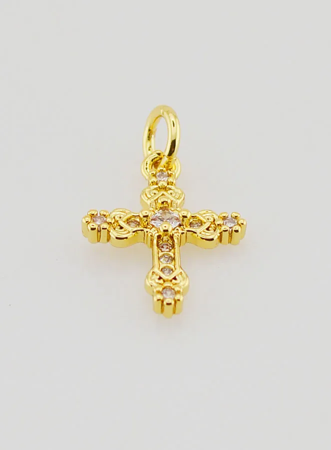 Golden Baroque Cross Pendant - 15mm (pic 2)