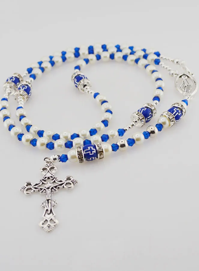Rosary with Clasp Virgin Mary - Blue Beads (pic 2)