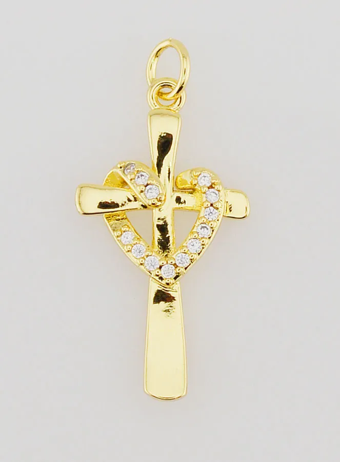 Entwined Cross Heart Pendant - 25mm (pic 1)