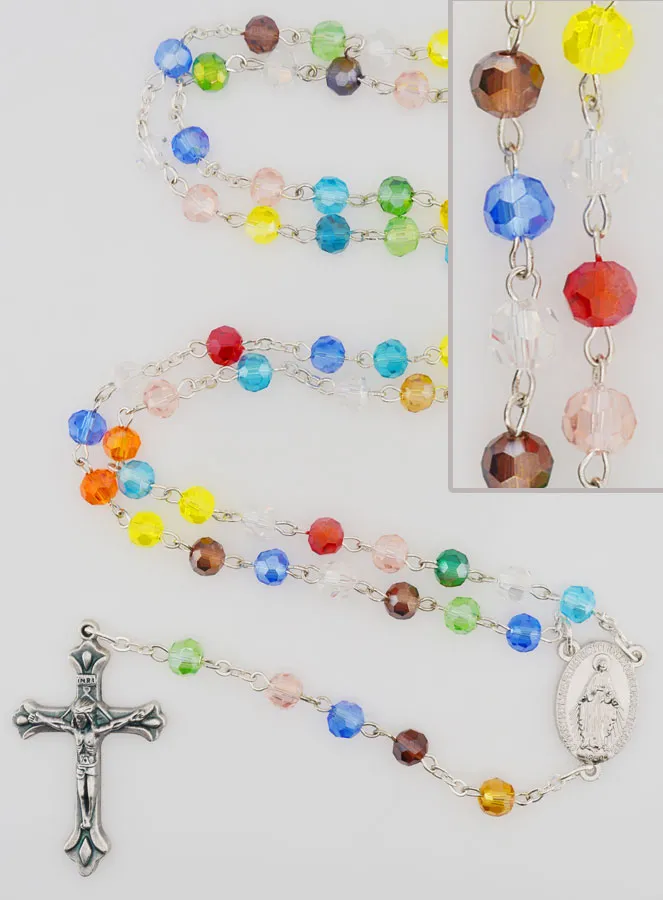 Rosary Miraculous Virgin Multicoloured Beads (pic 1)