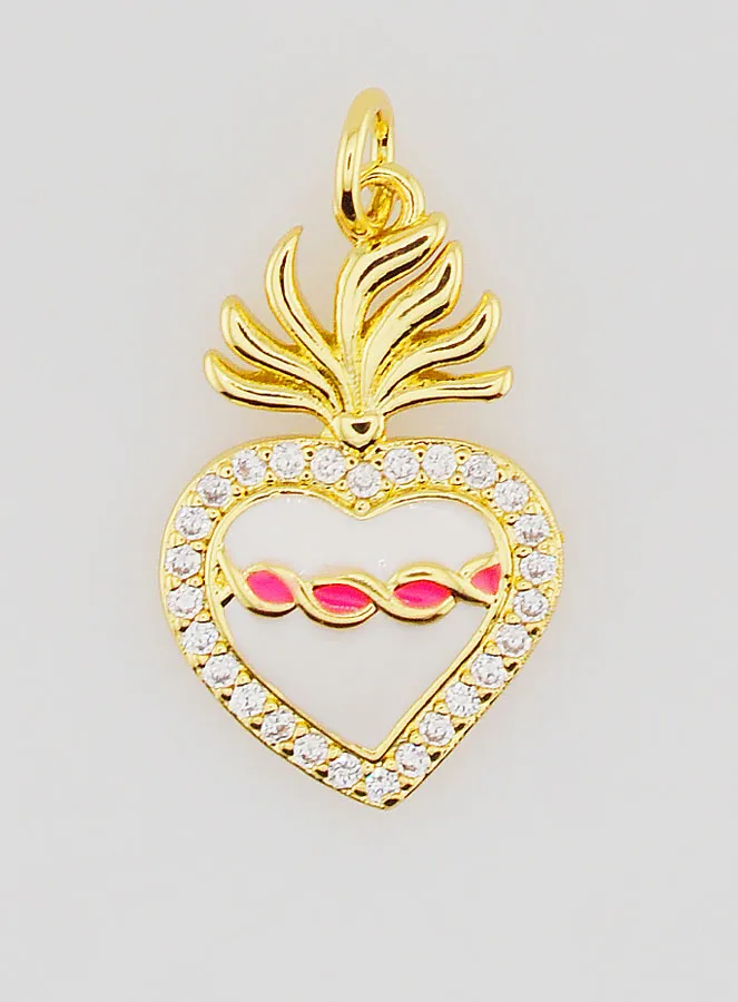 Ex-Voto Pendant in Golden Brass and Enamel - 20mm (pic 1)