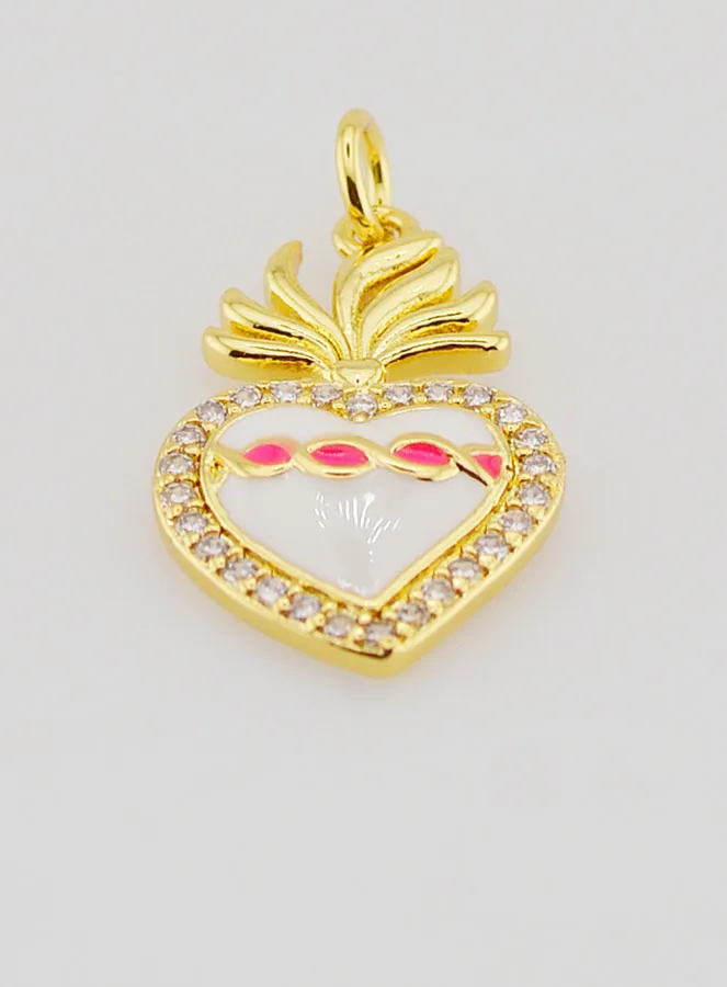 Ex-Voto Pendant in Golden Brass and Enamel - 20mm (pic 2)