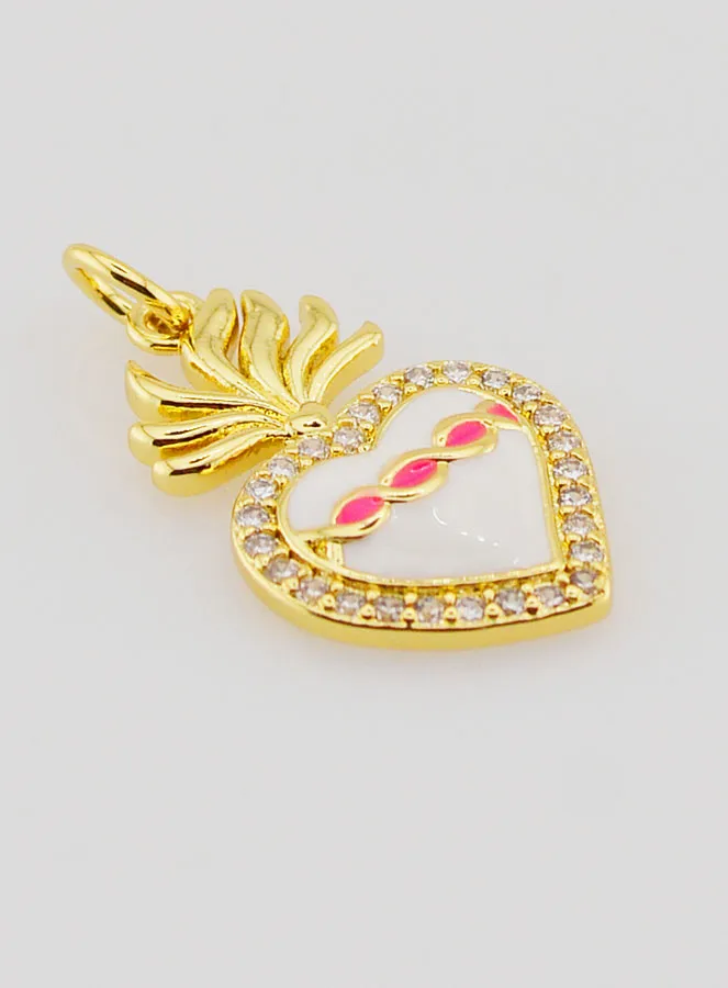 Ex-Voto Pendant in Golden Brass and Enamel - 20mm (pic 3)