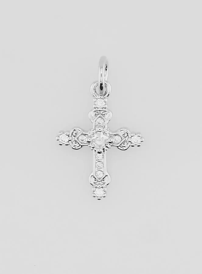 Silvery Baroque Cross Pendant - 15mm (pic 1)