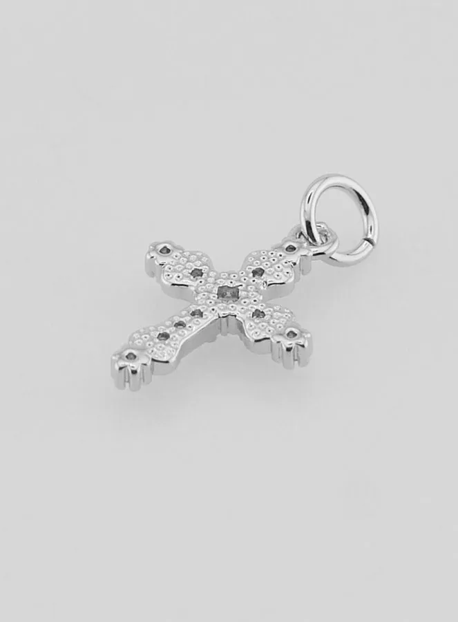 Silvery Baroque Cross Pendant - 15mm (pic 4)