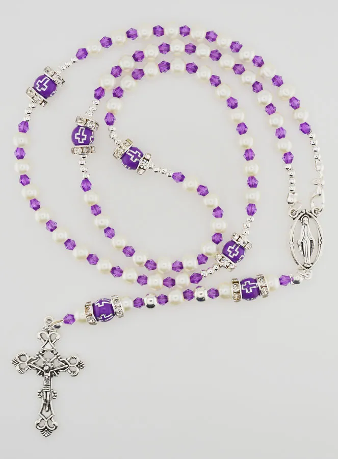 Rosary with Clasp Virgin Mary - Purple (pic 1)