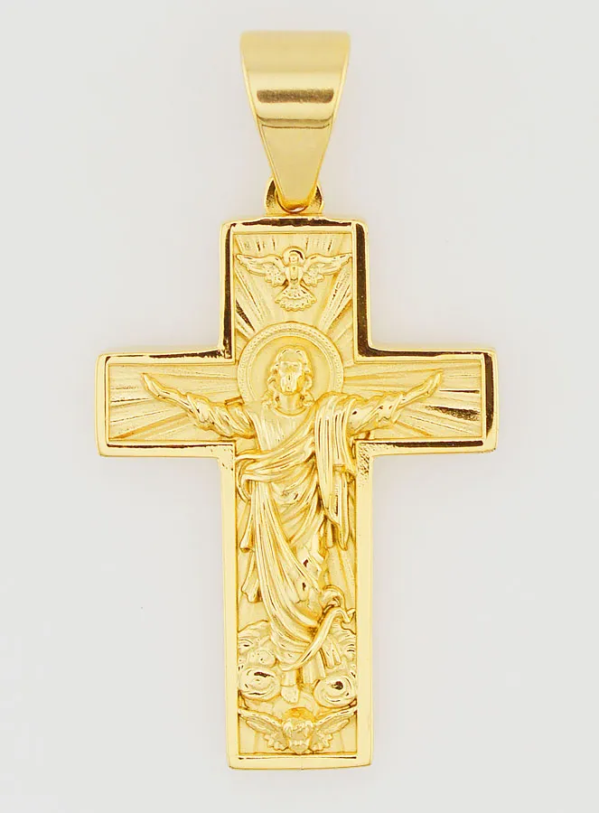 Pilgrim’s Cross in Golden Stainless Steel – 35mm (pic 1)