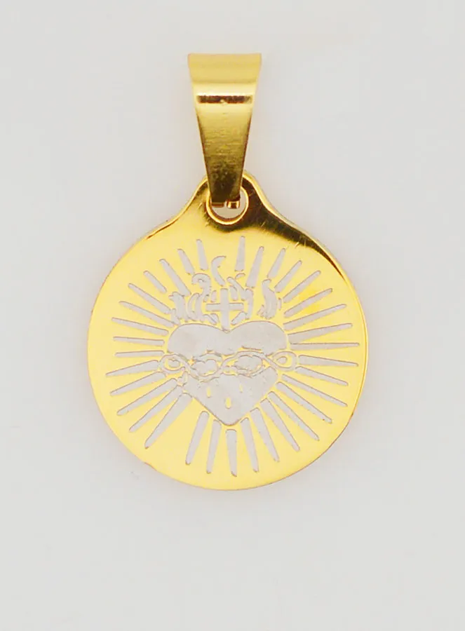 Ex Voto Medal in Golden Stainless Steel - 15mm (pic 1)