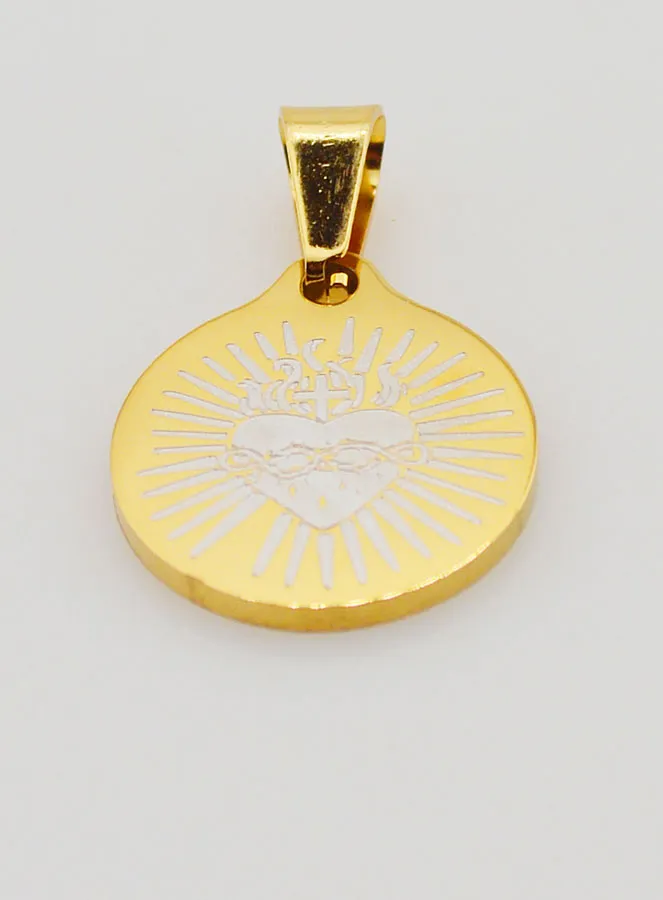Ex Voto Medal in Golden Stainless Steel - 15mm (pic 2)