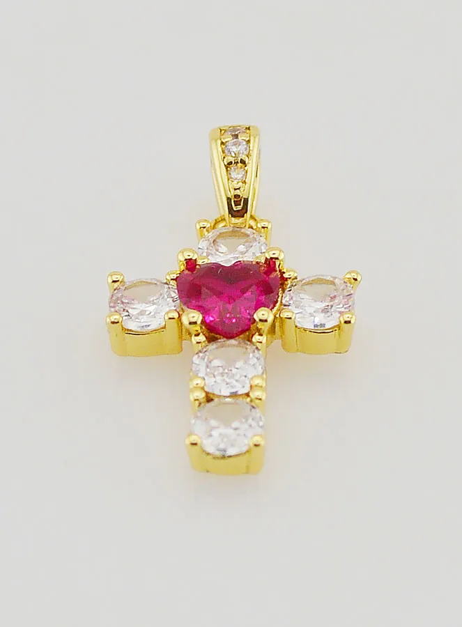 Cross Pendant Red Heart – 15mm (pic 2)