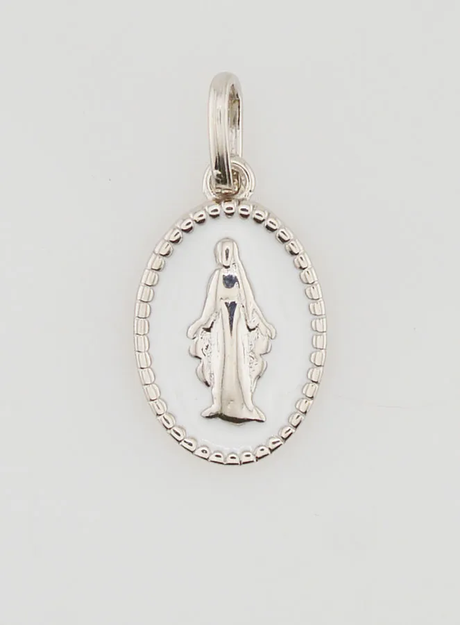 Miraculous Medal Silver and White Enamel (pic 1)