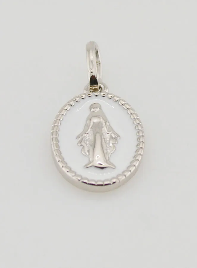 Miraculous Medal Silver and White Enamel (pic 2)