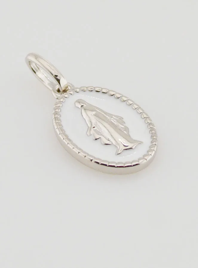 Miraculous Medal Silver and White Enamel (pic 3)