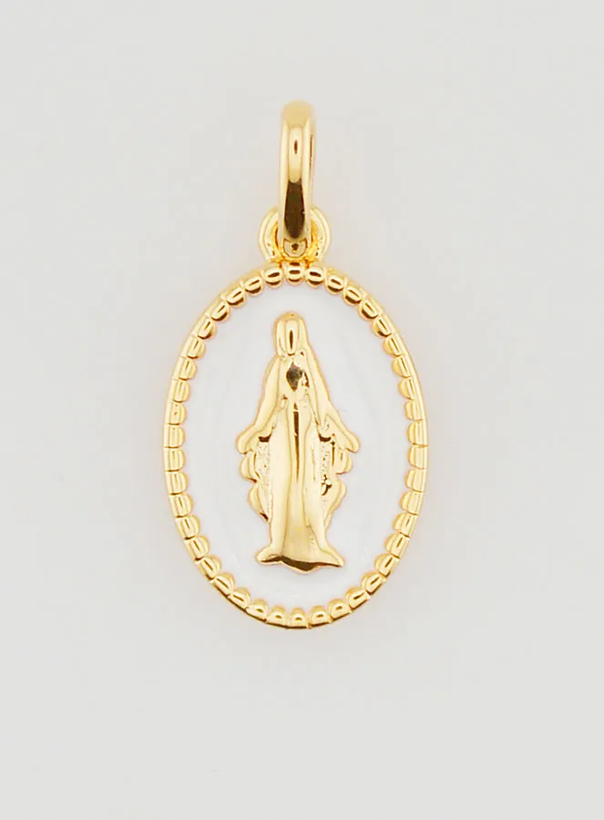 Miraculous Medal Gold-Plated and White Enamel (pic 1)