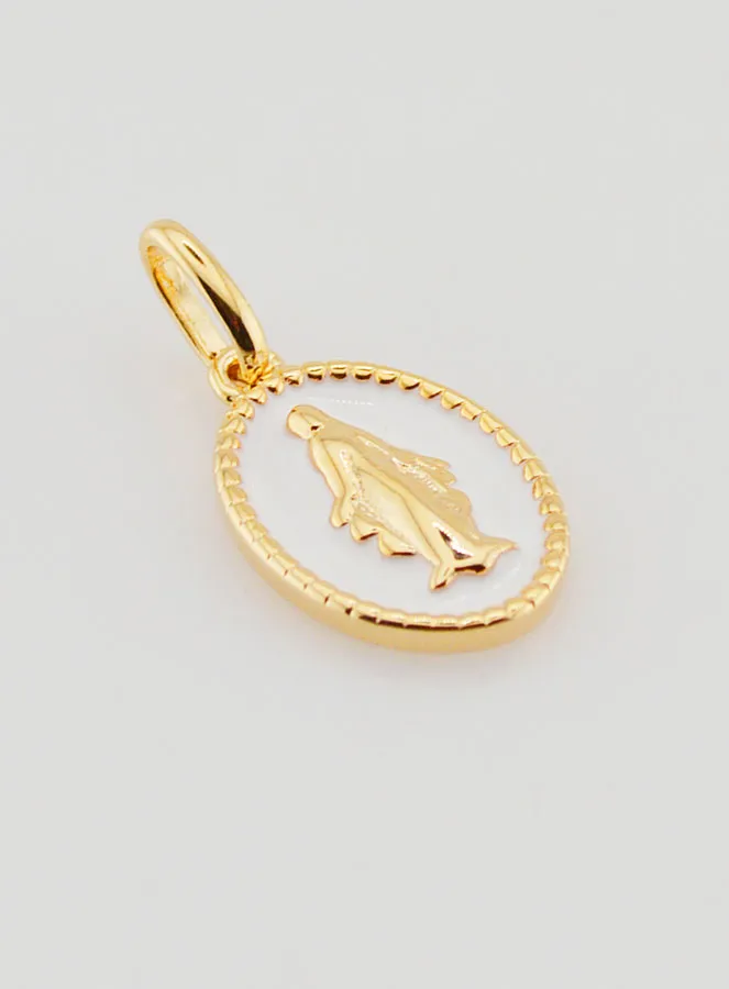 Miraculous Medal Gold-Plated and White Enamel (pic 3)