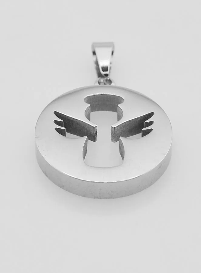 Guardian Angel Openwork Medal in Stainless Steel - 18mm (pic 2)