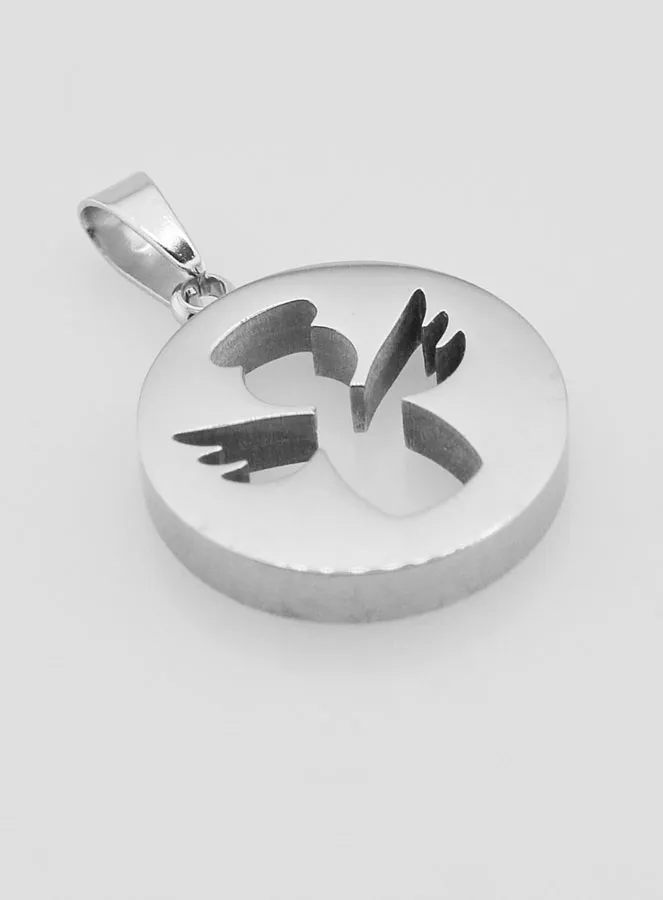 Guardian Angel Openwork Medal in Stainless Steel - 18mm (pic 3)