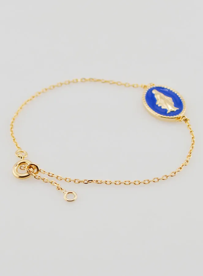 Miraculous Medal Bracelet - Gold Plated and Blue Enamel (pic 4)