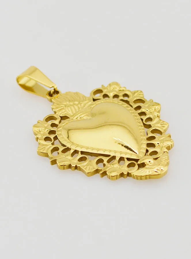 Large Ex Voto Pendant in Golden Stainless Steel - 37mm (pic 3)