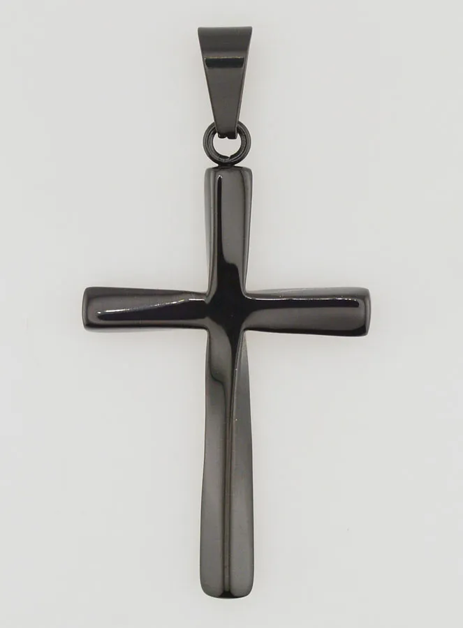 Twisted Cross Pendant in Black Stainless Steel - 45mm (pic 1)