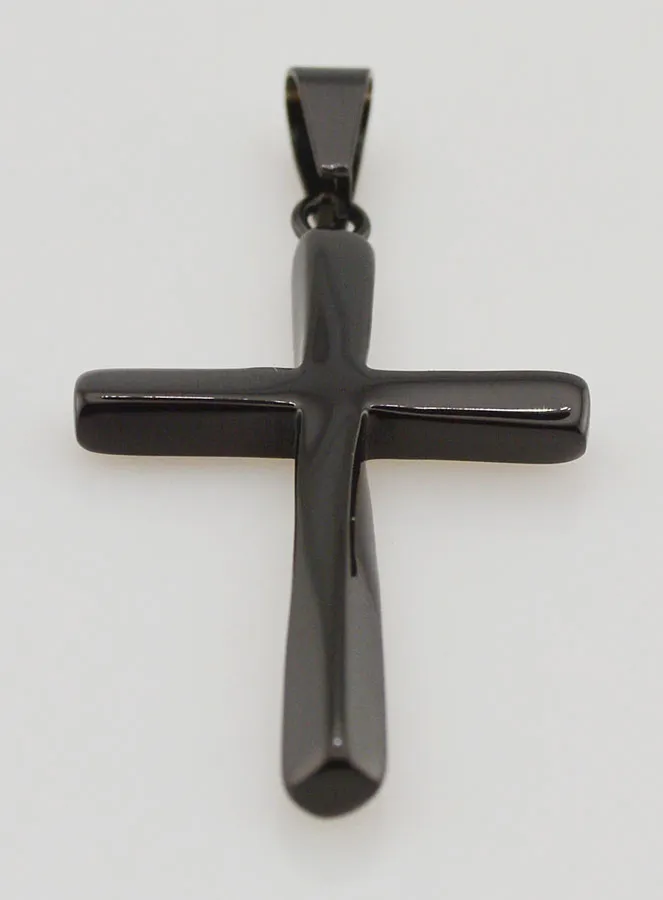 Twisted Cross Pendant in Black Stainless Steel - 45mm (pic 2)