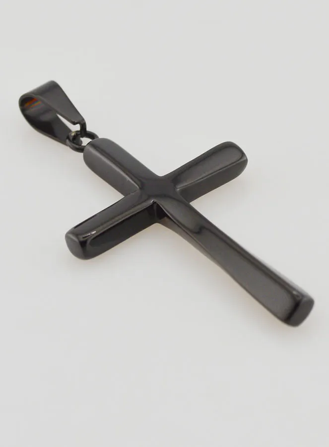 Twisted Cross Pendant in Black Stainless Steel - 45mm (pic 3)