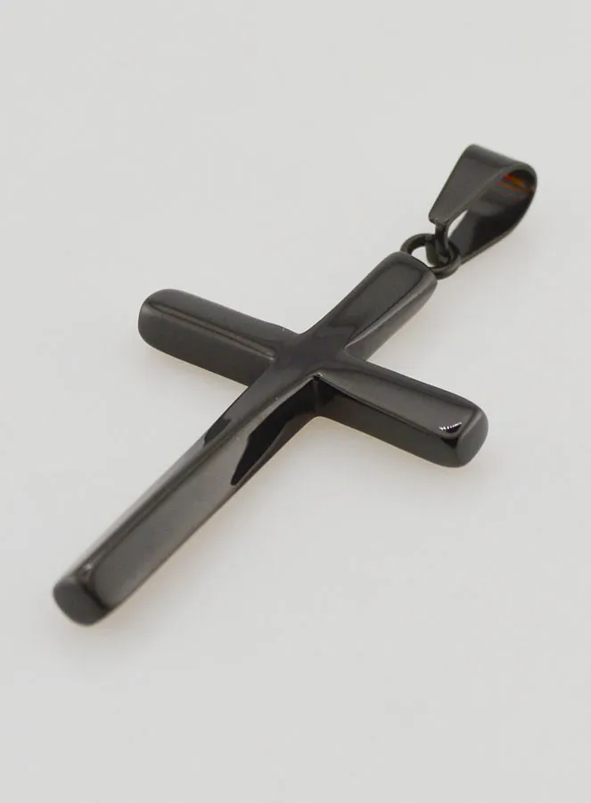 Twisted Cross Pendant in Black Stainless Steel - 45mm (pic 4)