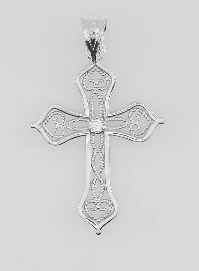 Openwork Cross Pendant with Arabesques - 20mm (pic 1)