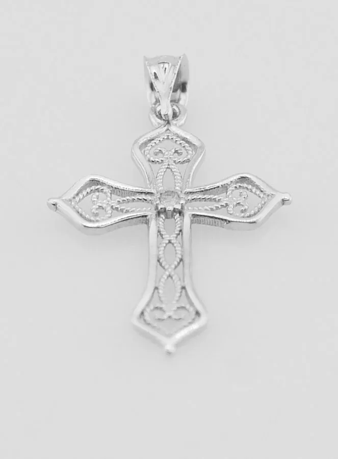 Openwork Cross Pendant with Arabesques - 20mm (pic 2)