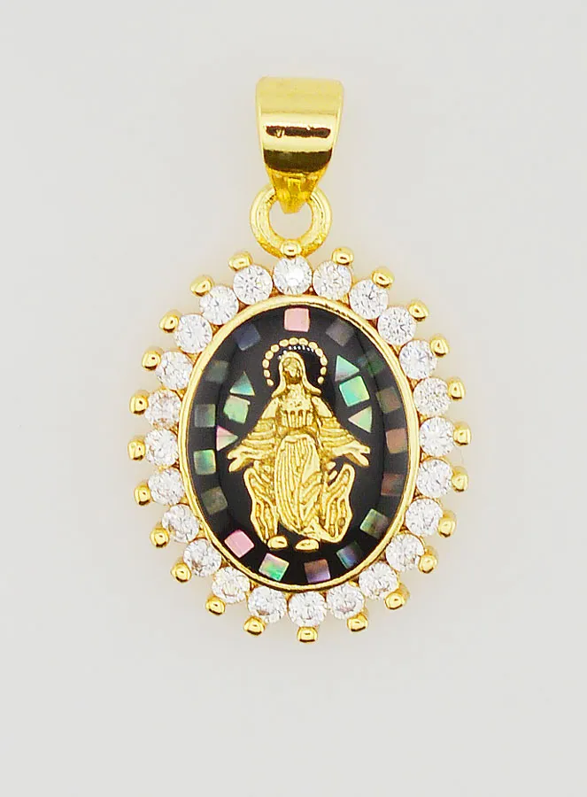 Miraculous Virgin Medal Shimmery  Black - 17mm (pic 1)