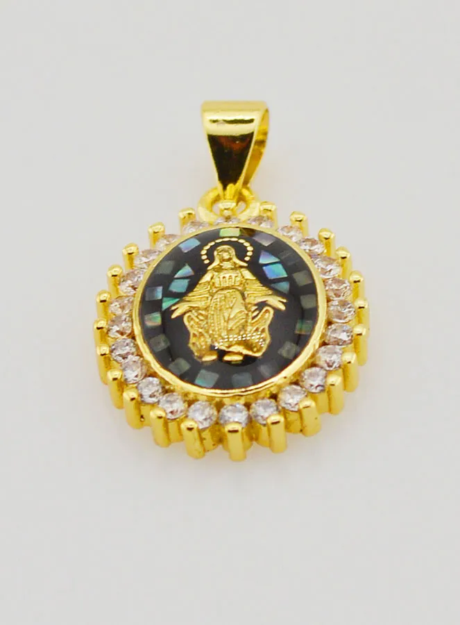 Miraculous Virgin Medal Shimmery  Black - 17mm (pic 2)