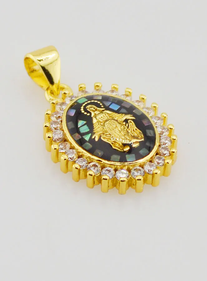 Miraculous Virgin Medal Shimmery  Black - 17mm (pic 3)