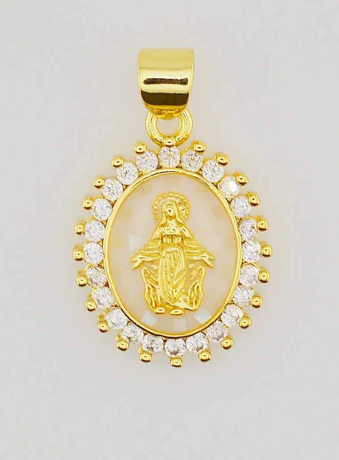Ivory Miraculous Virgin Medal - 17mm (pic 1)