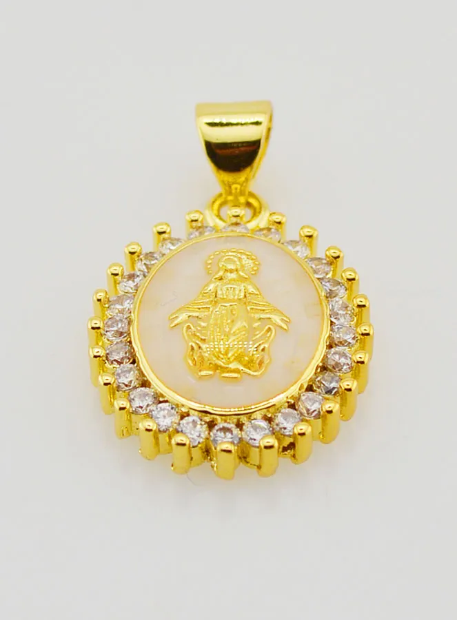 Ivory Miraculous Virgin Medal - 17mm (pic 2)