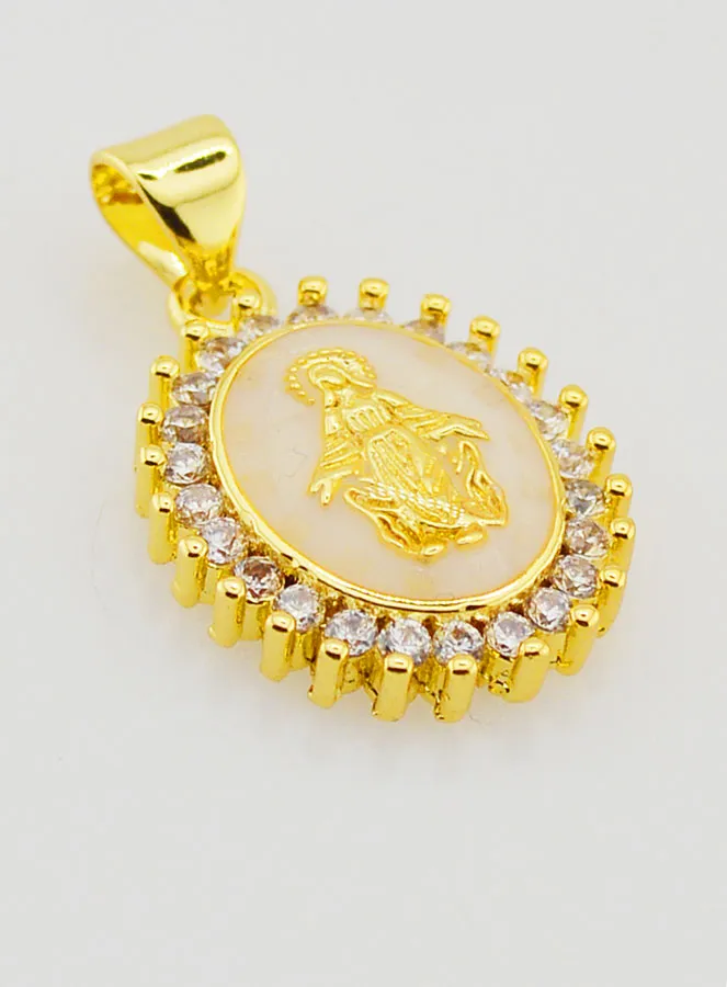 Ivory Miraculous Virgin Medal - 17mm (pic 3)