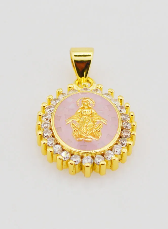 Pink Miraculous Virgin Medal - 17mm (pic 2)